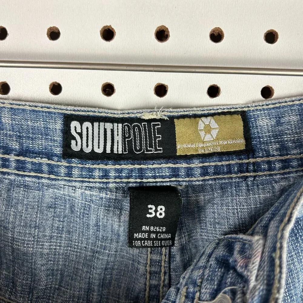 Southpole Baggy Jean Shorts 36 Light Wash Gold Tab Jorts Wide Leg Skate Y2K‎ 90s